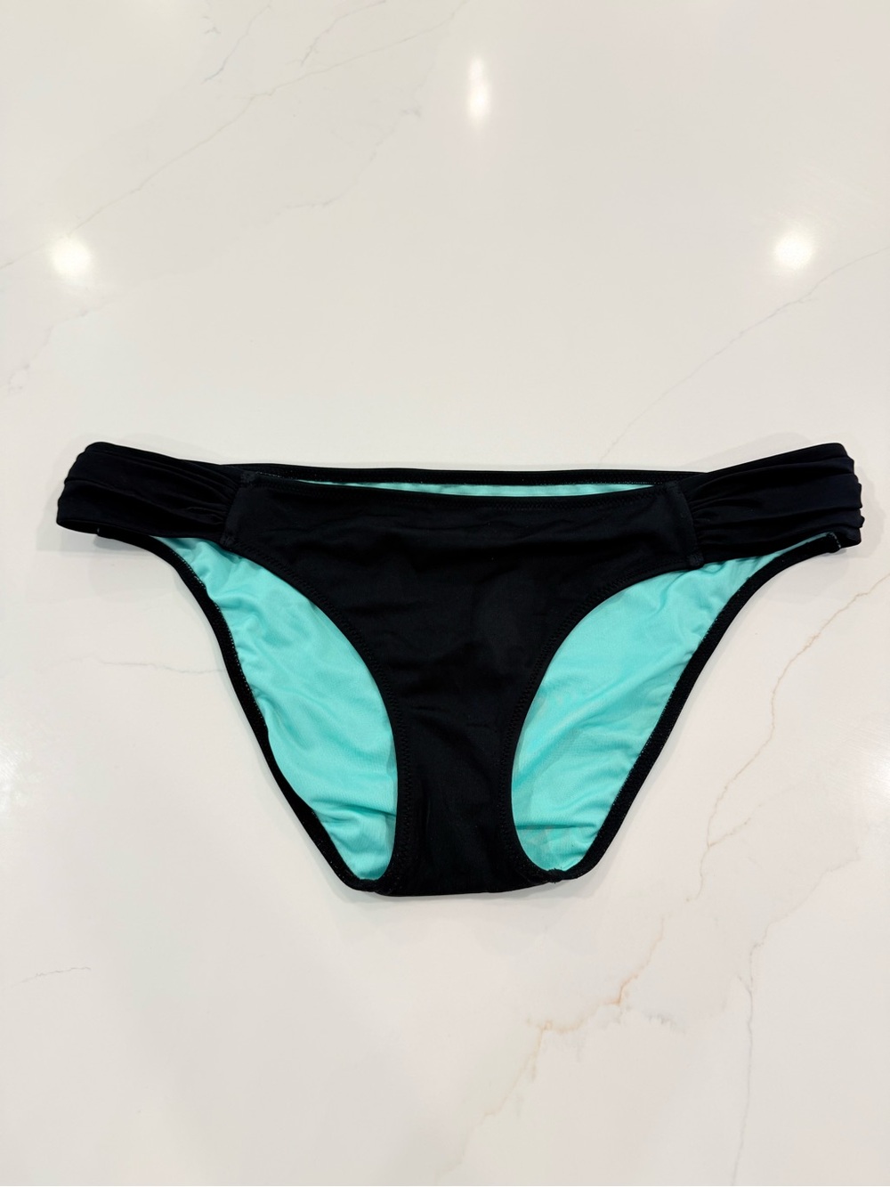 Shade & Shore Black Bikini Bottom with Aqua Lining